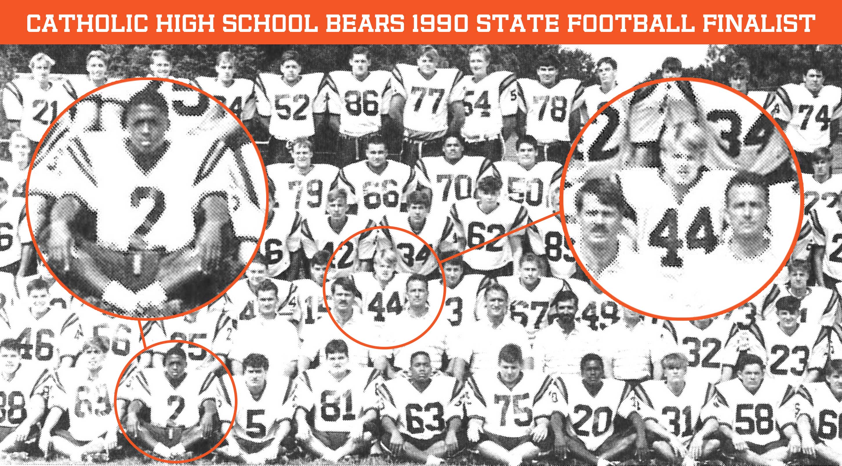 Catholic High School 1990 State Football Finalist - Ryan Jumonville (#44) and Warrick Dunn (#2)